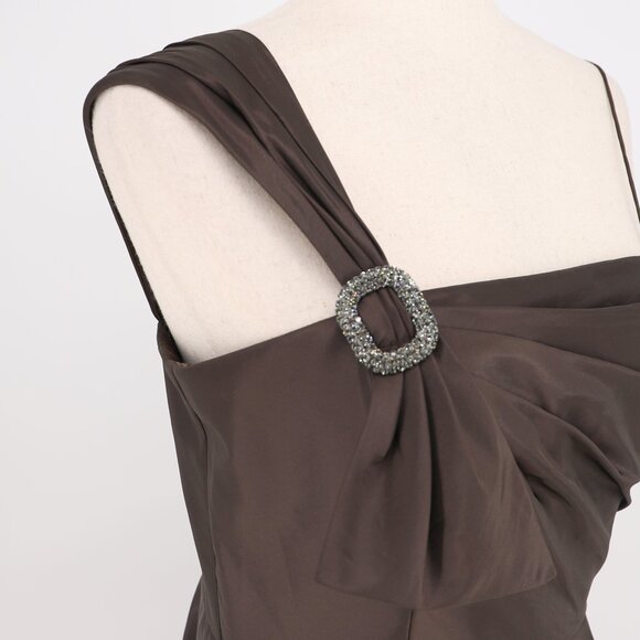 NWT ELIZA J Vintage One Shoulder Strap Midi Dress with Patticoat in Brown Size 8 - Picture 5 of 9